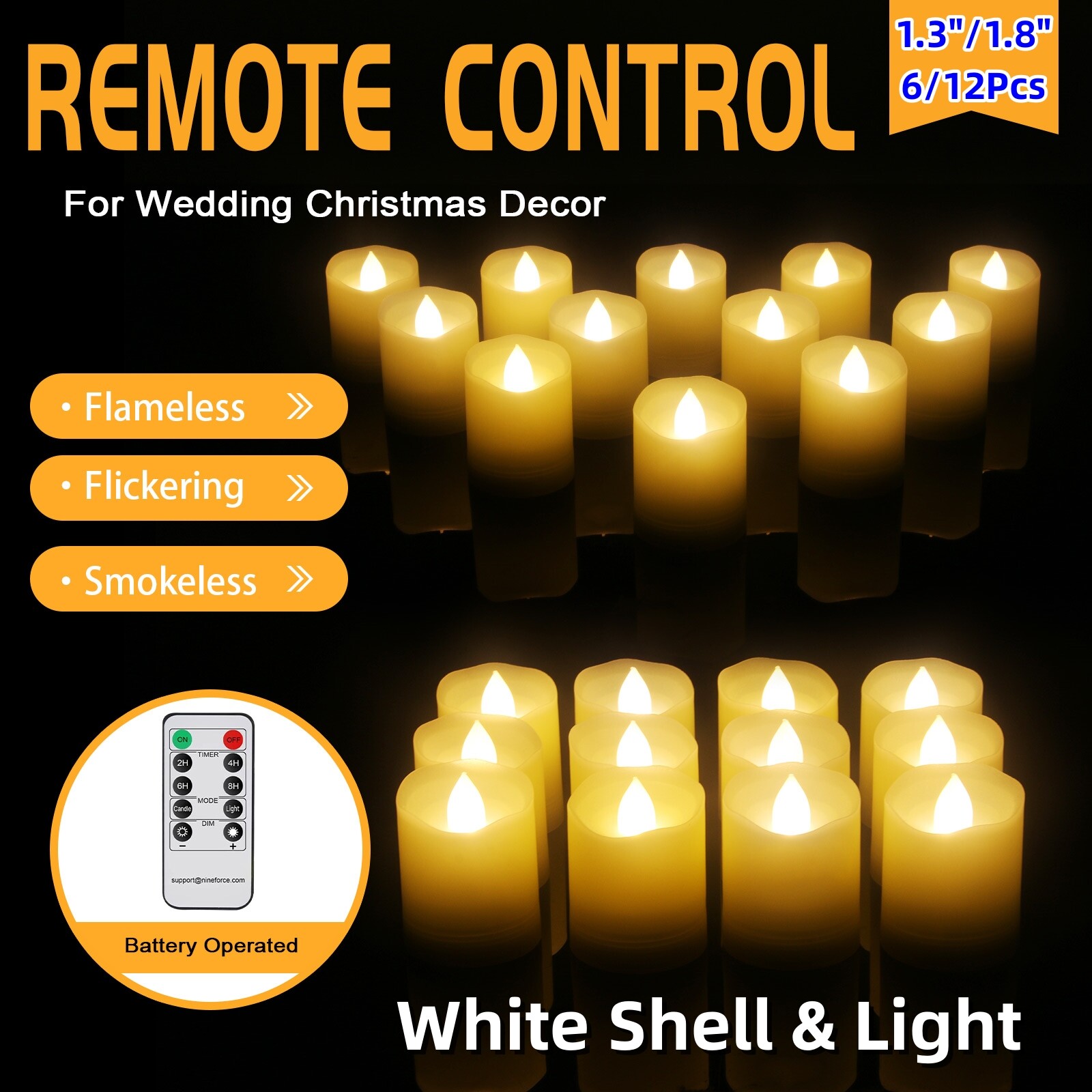 6/12Pcs LED Tea Lights Flameless with Remote Candles Votive Battery Operated