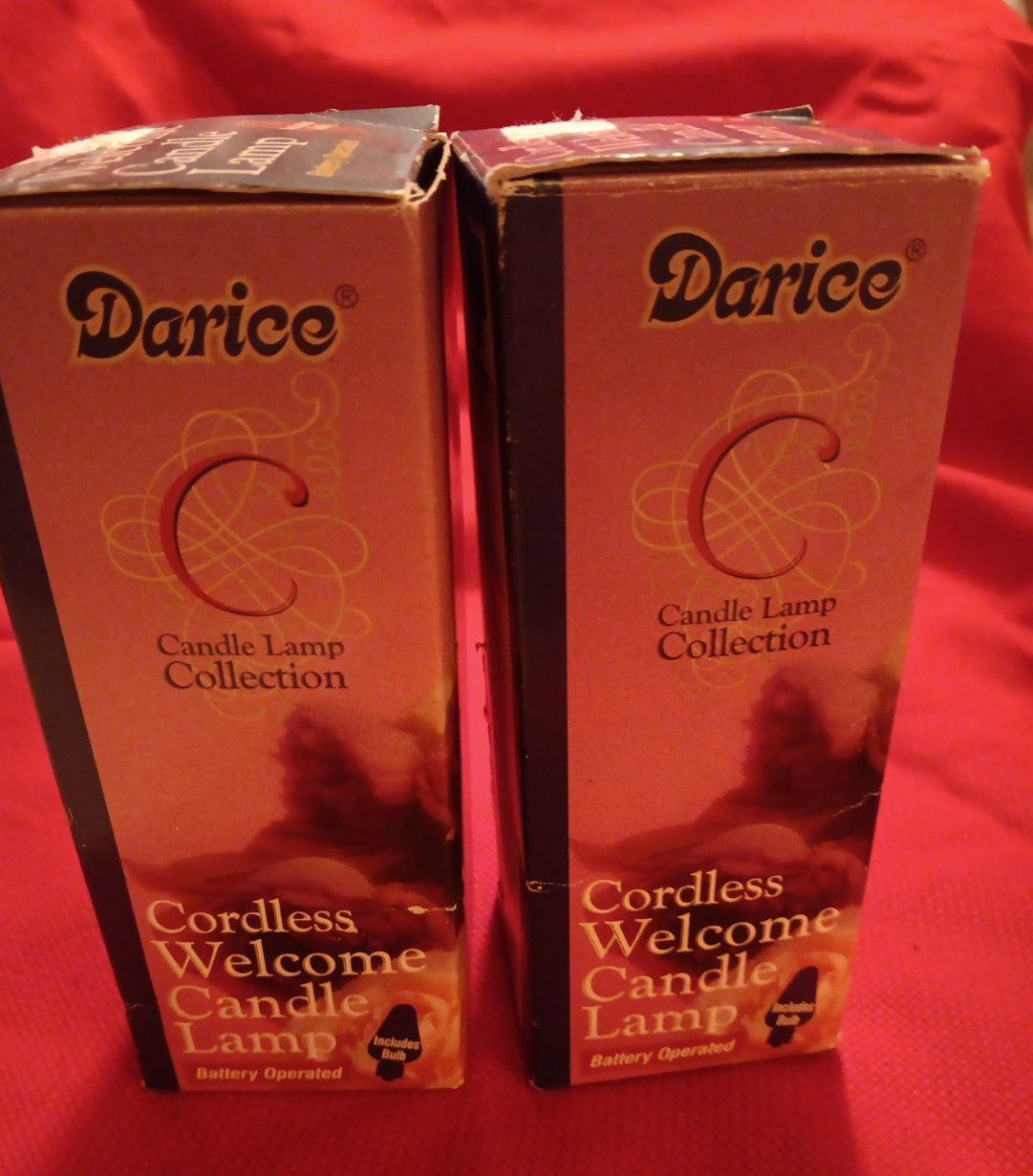 Vintage 2 Darice Cordless Welcome Candles Lamps Batteries Not Included