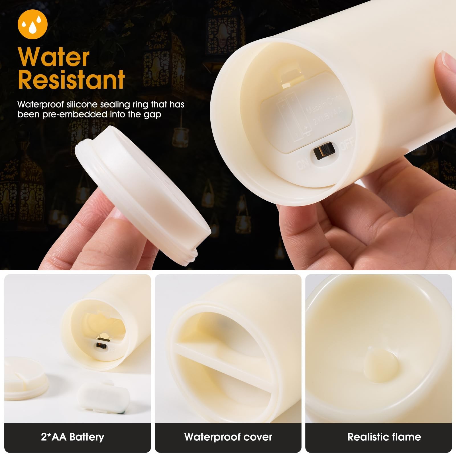 fclayvts 24-Pack LED Flameless Candles Remote Timer 3D Flame Three Sizes