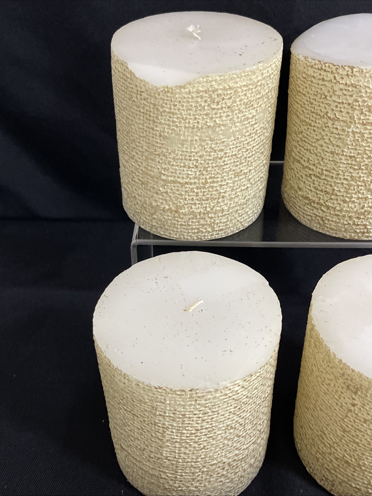 4 Vintage Pier 1 Ivory Beaded Pillar Candles 4×4 + 2 Votives Home Decor