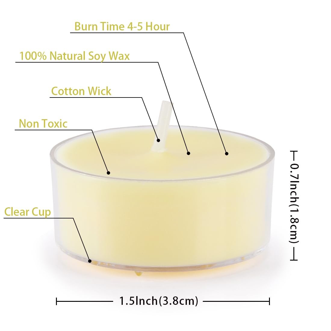 Natural Citronella Tea Light Candles, Tiny Soy Wax Aromatherapy Citronella Te…