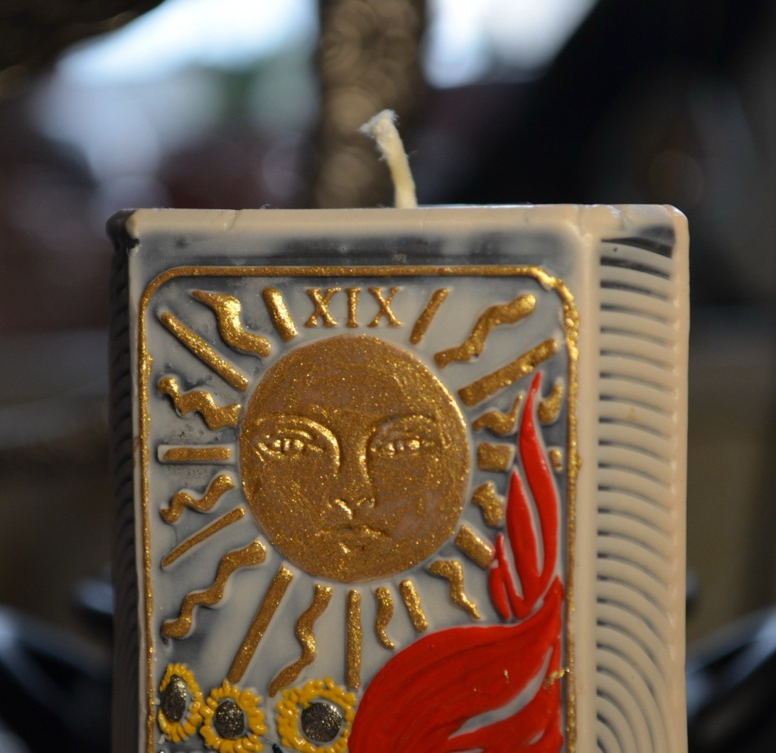 Esoteric Tarot Candle Set Sun XIX & Moon XVIII Light Shadow Balance Ritual Decor