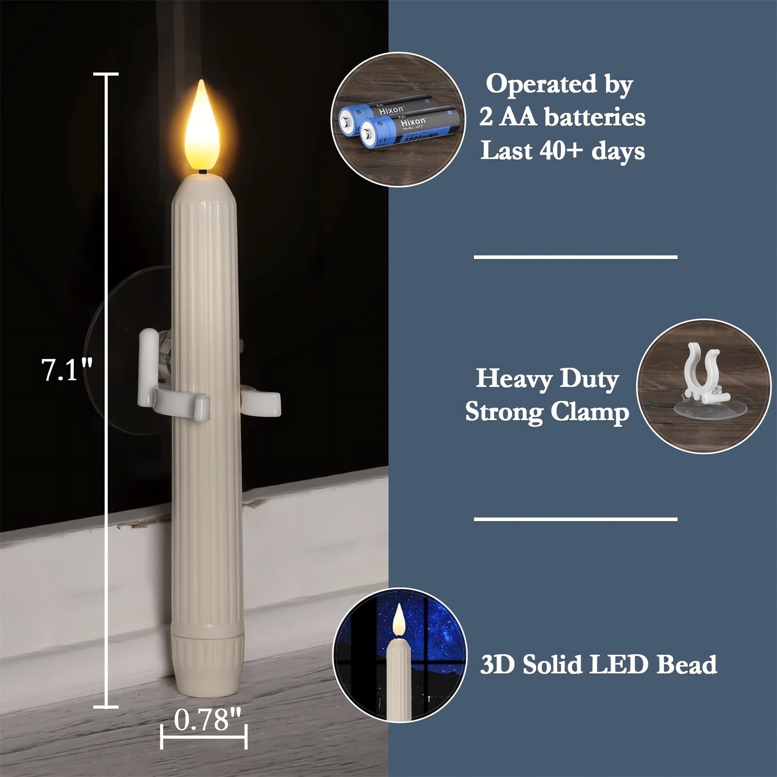 Cordless 6 PCS Window Flameless LED Taper Candles with Dusk to Dawn Timer Ele…