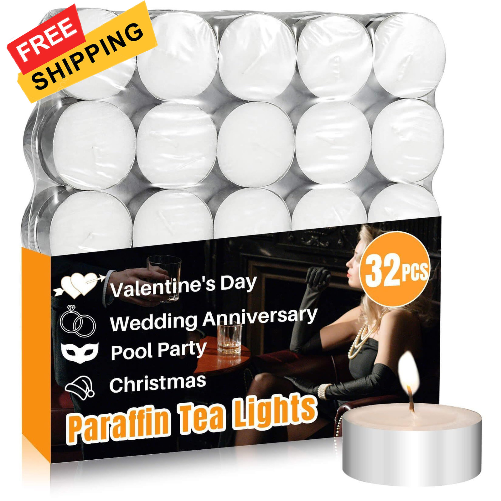 MAQIHAN Tea Lights Candles Bulk – 32 Pcs Tealight Candle White