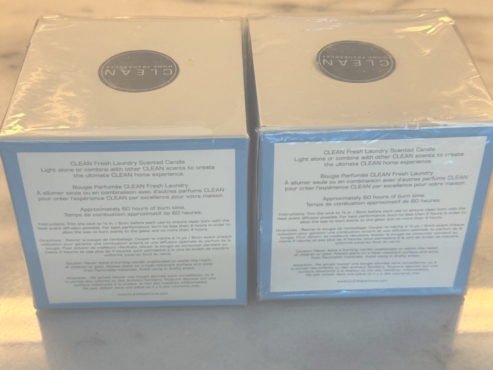 Clean Beauty – Fresh Laundry Scented Candle 7.5 Oz. Set Of 2 / NEW & SEALED