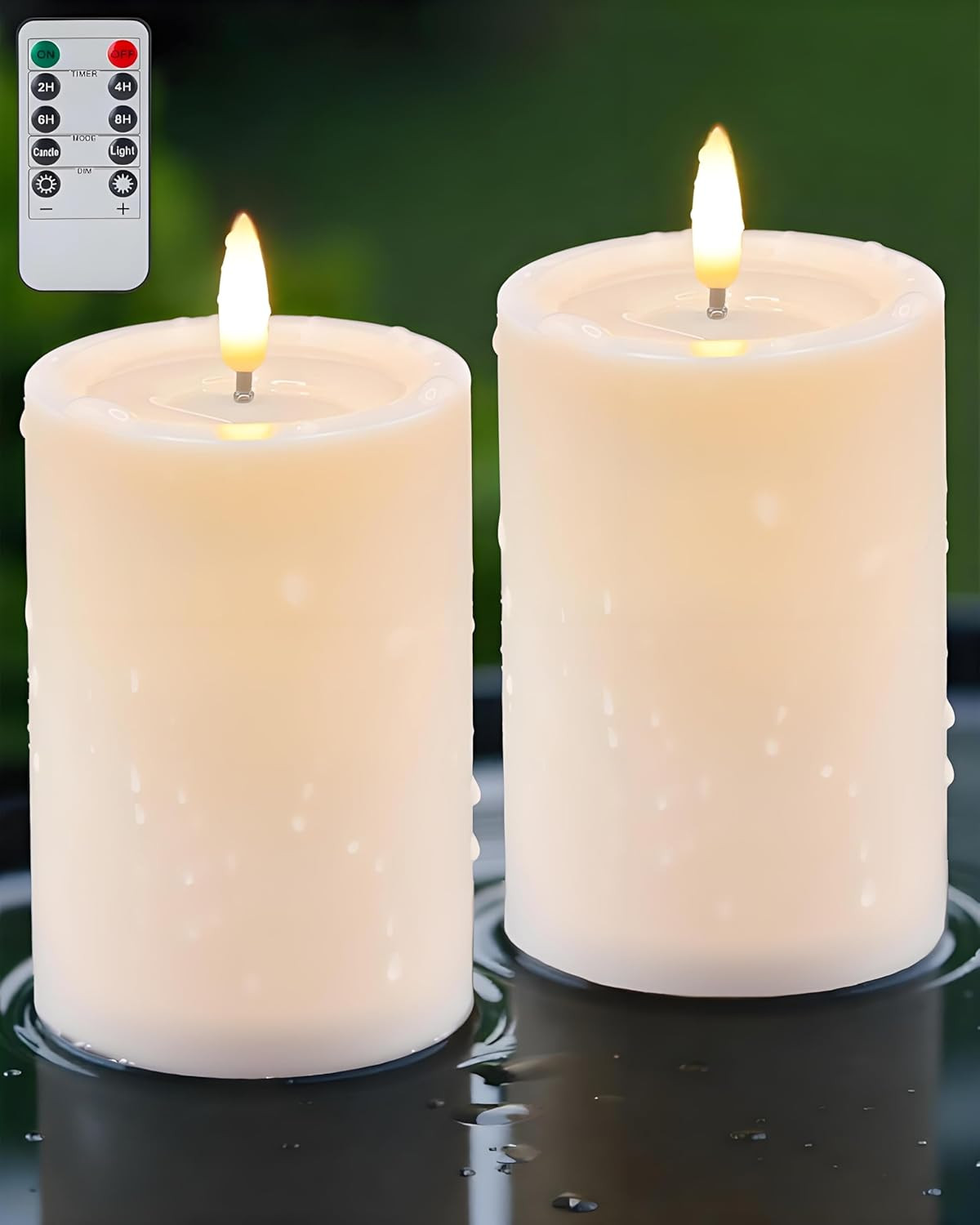 3″x4″ Outdoor Waterproof Flameless Candles with Remote and Timers, LED Candles,