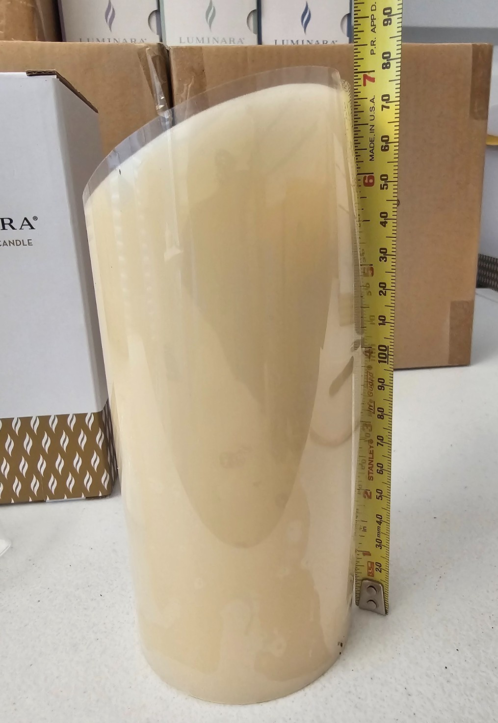 Cream Colored Luminara 3″ X 7″ Pillar Flameless Candle In Original Box