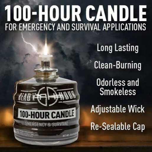 100 Hours Candle Safe Clean-Burning Odorless & Smokeless Emergency Long Term Use