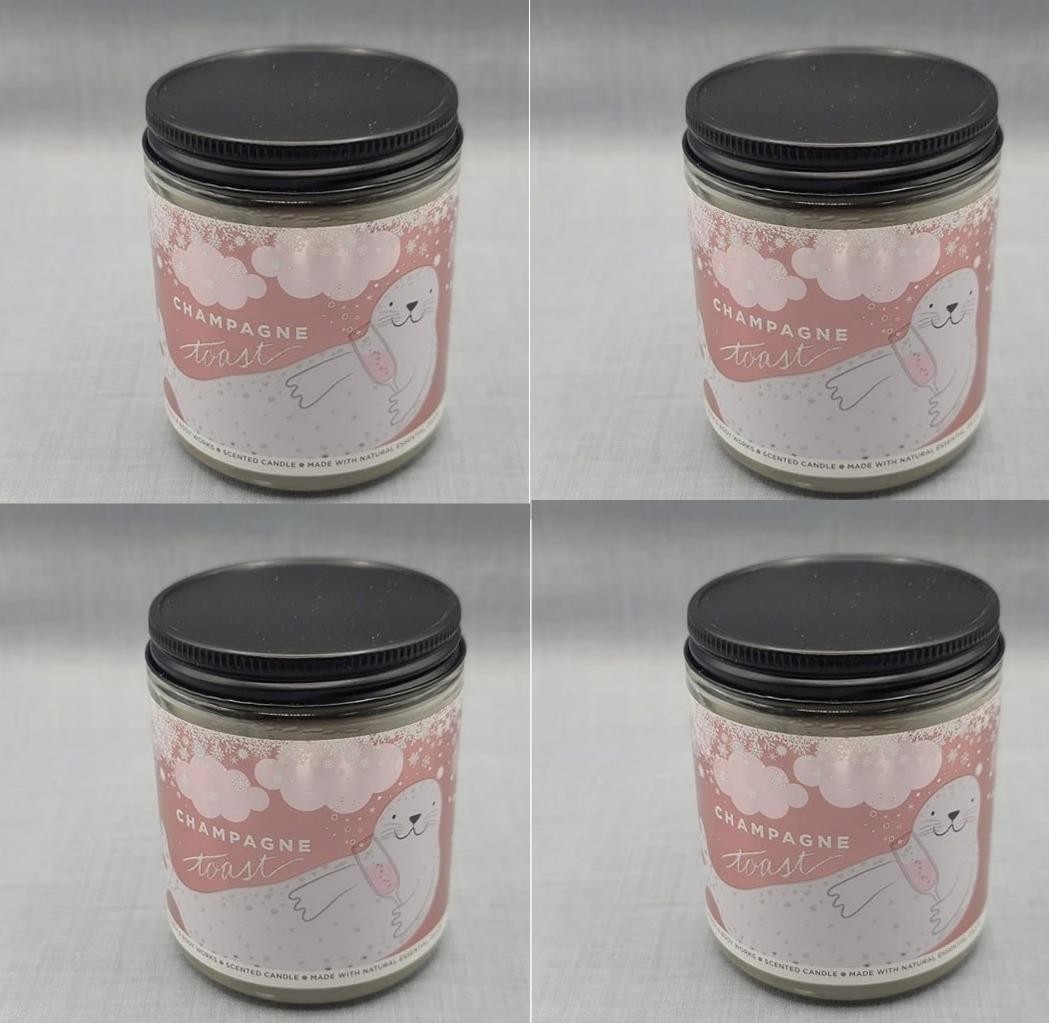 4 Pack – Bath & Body Works Champagne Toast single wick candle – Net Wt. 7 Oz.