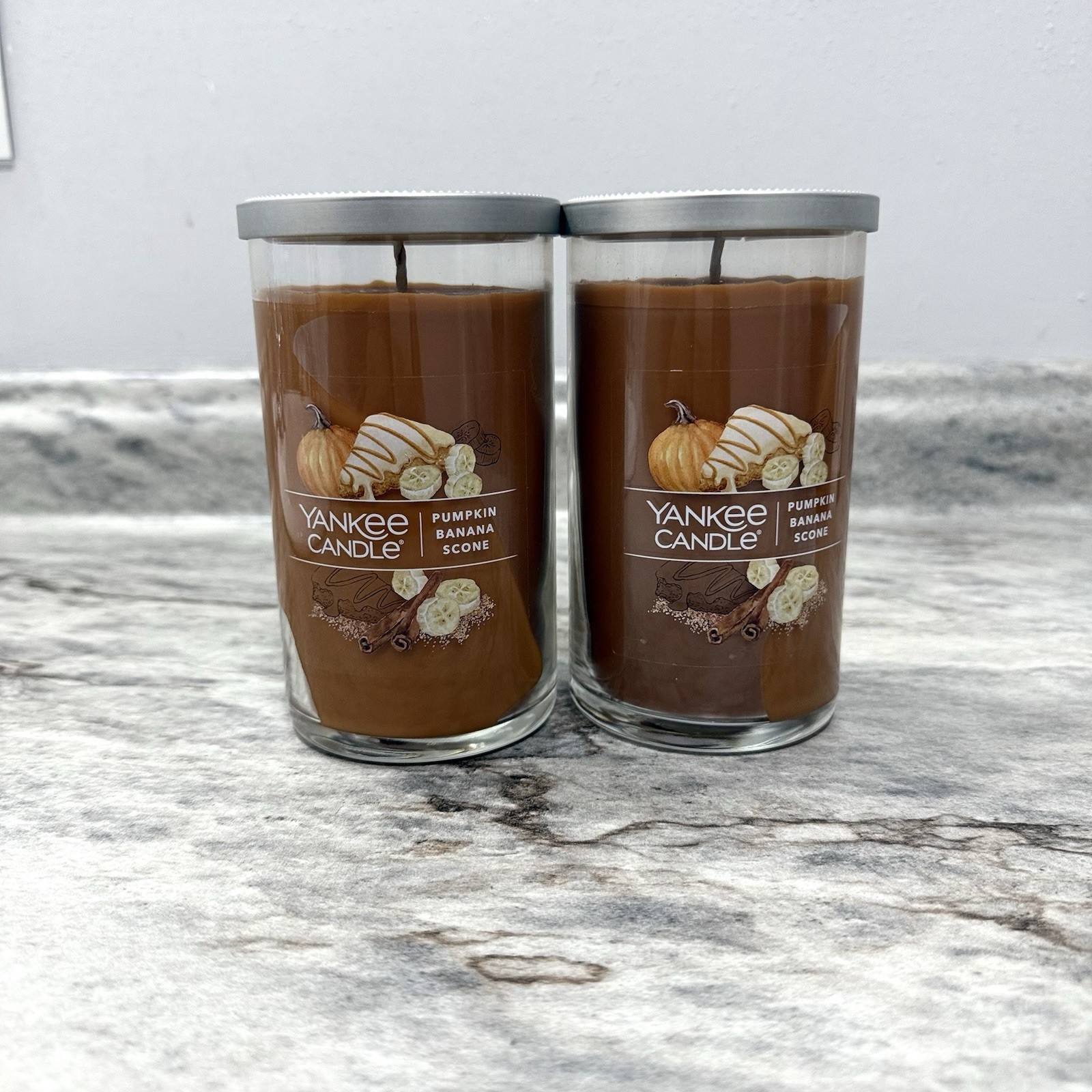 LOT OF 2-NEW-Yankee Candle PUMPKIN BANANA SCONE Large 14.25oz. Fast shipping!