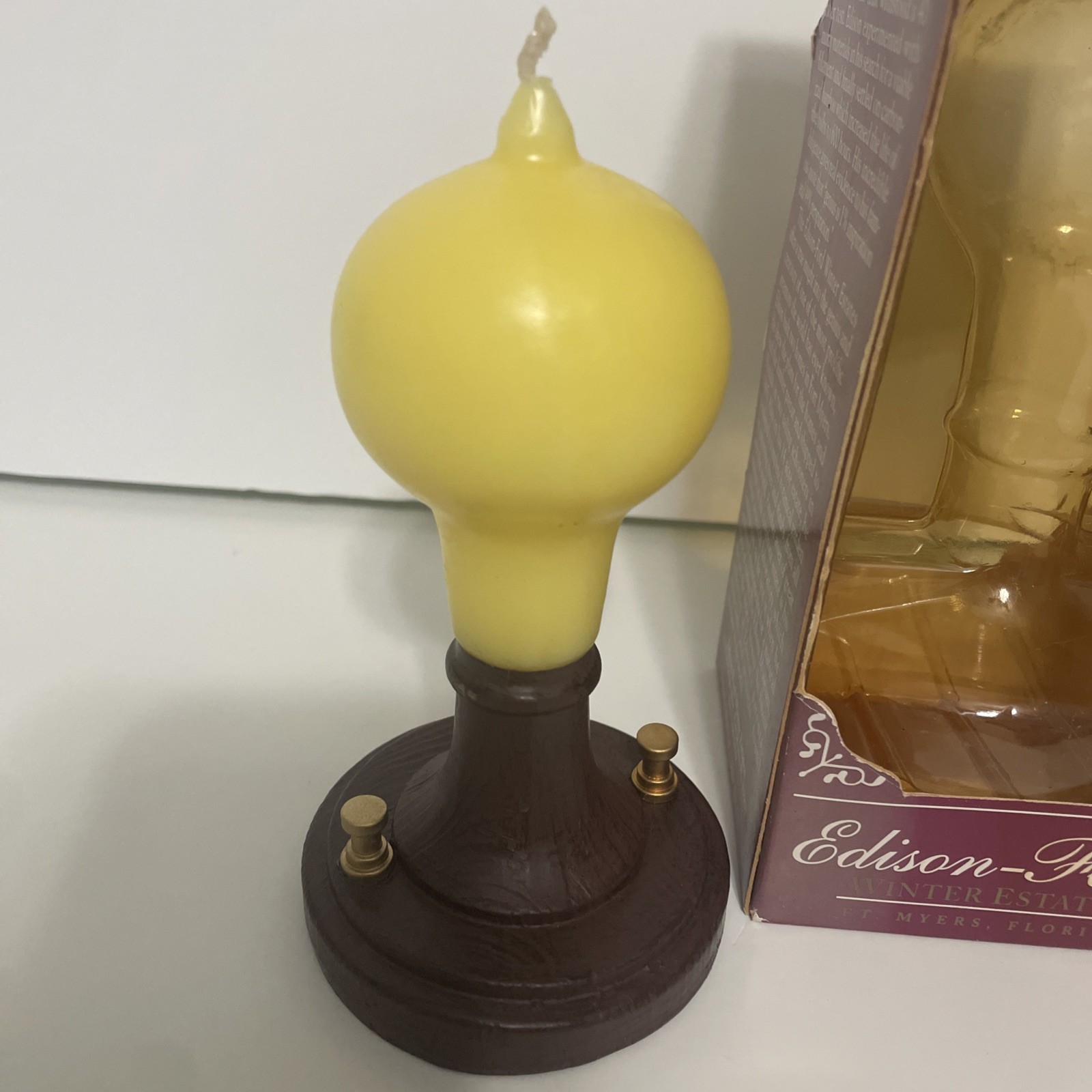 New Vintage Light Bulb Candle Thomas A. Edison 90s Souvenir Ford Winter Estates