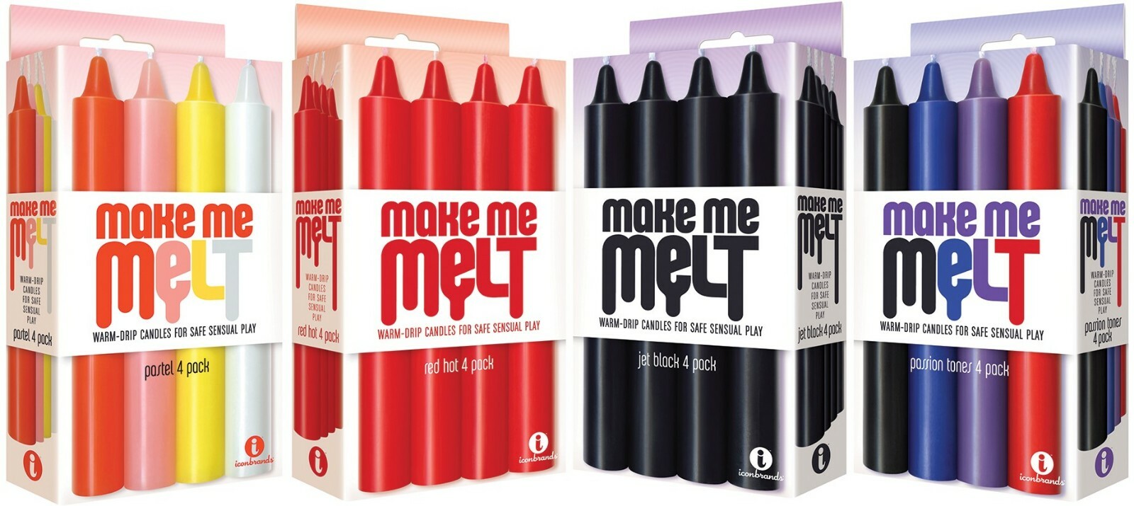 Make Me Melt Warm Drip Candles 4 Pack – Pick Color – Black or Passion