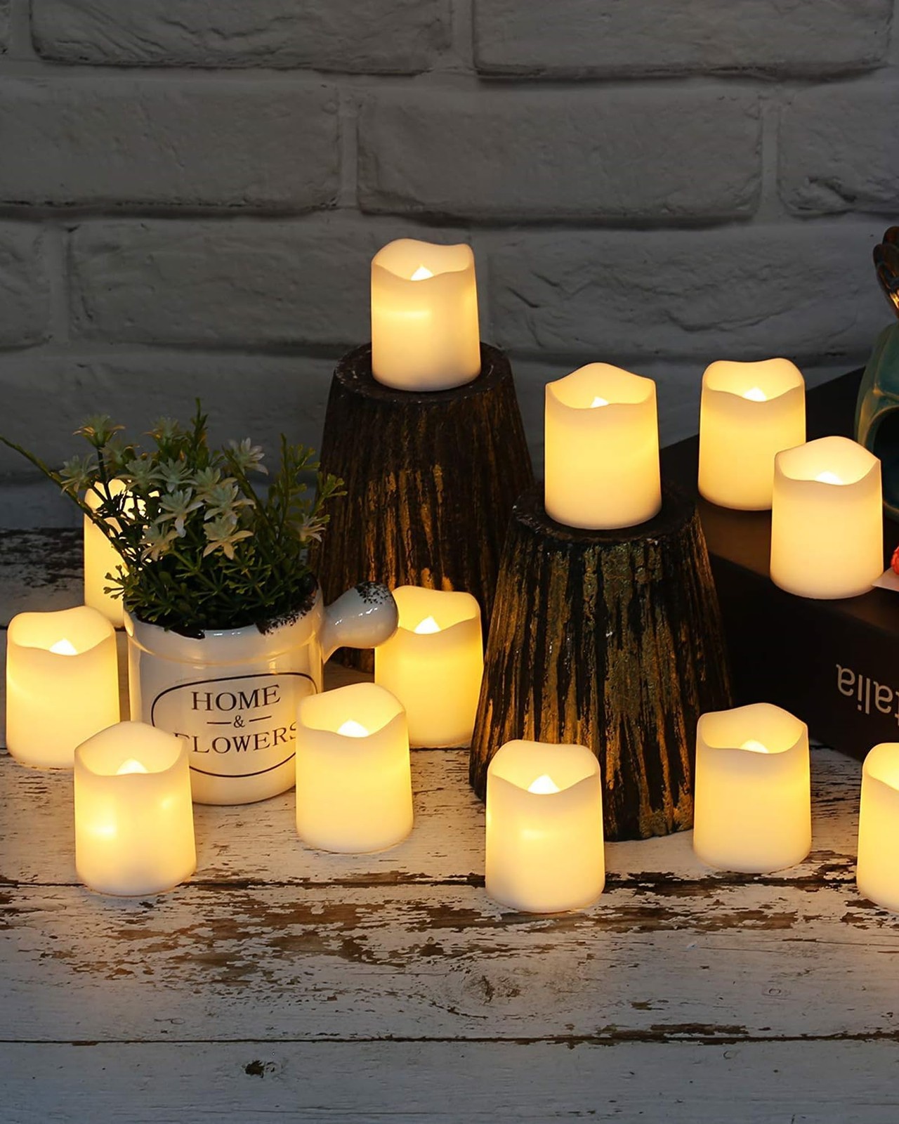 SHYMERY Flameless Votive Candles,Flameless Flickering Pack of 24, Warm White