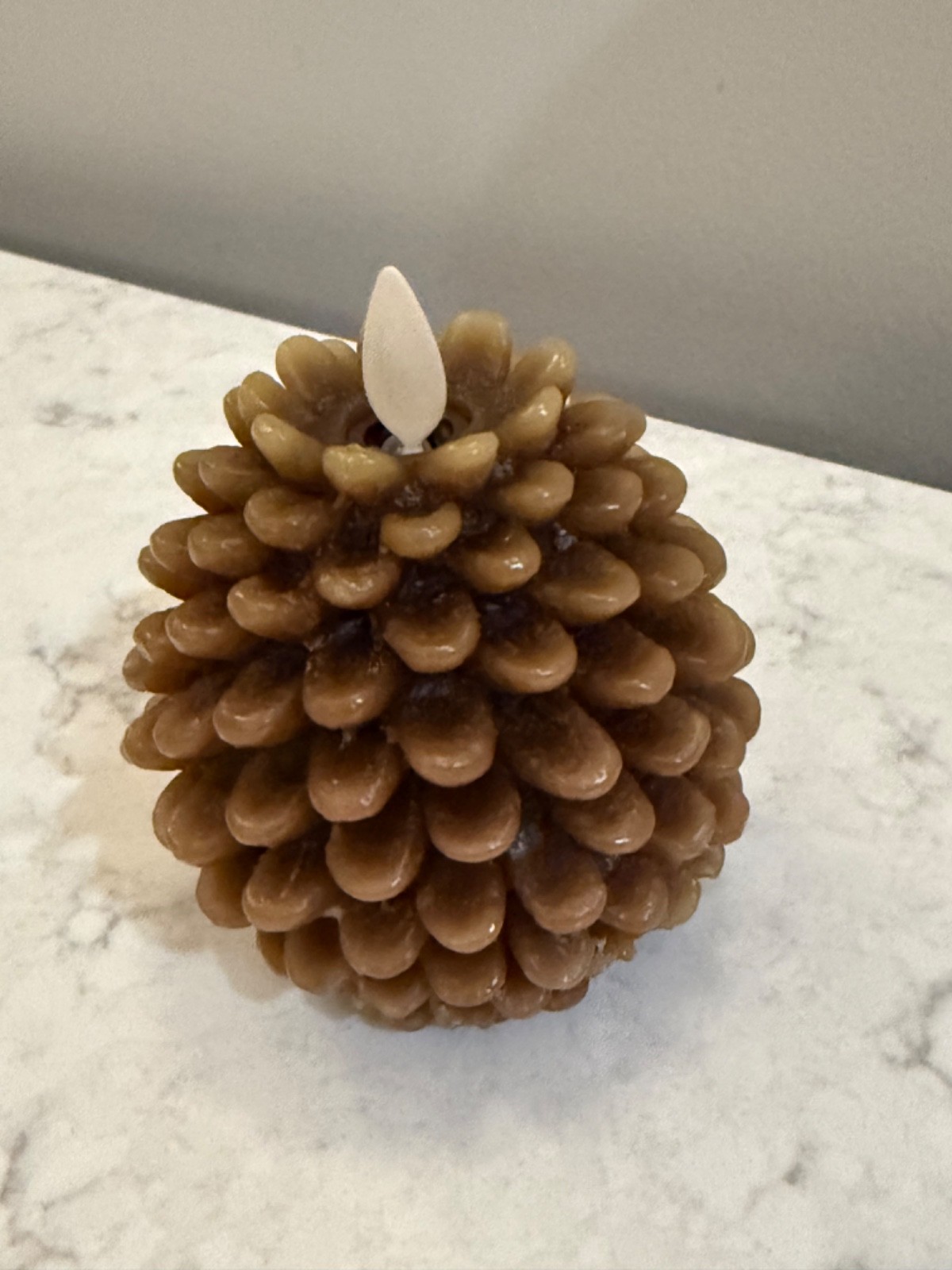 NEW in Box -Luminara Brown Pinecone Flameless Candle Unscented Wax Timer Indoor