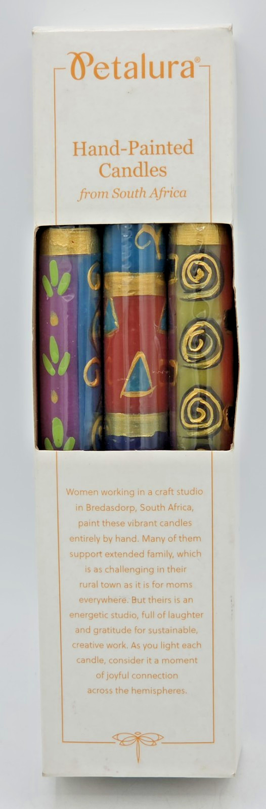 Petalura Hand Painted Candles from South Africa African⚡6 NEW IN BOX ⚡FREE SHIP⚡