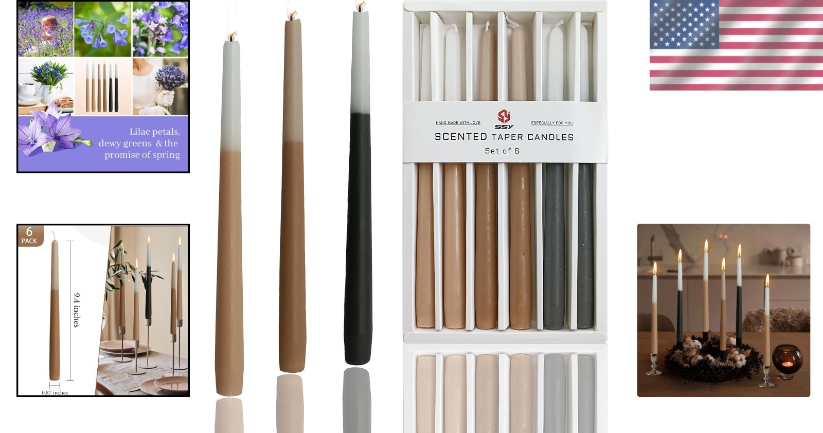 Handmade 6-Pack Bluebell Scented Taper Candles – 10 Inch Slow Burning Elegance