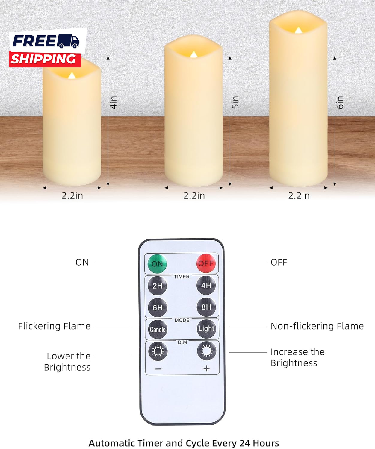 Flameless Candles Led Candles Pack of 12 Battery Candles (D2.15” X H4”5”6”)
