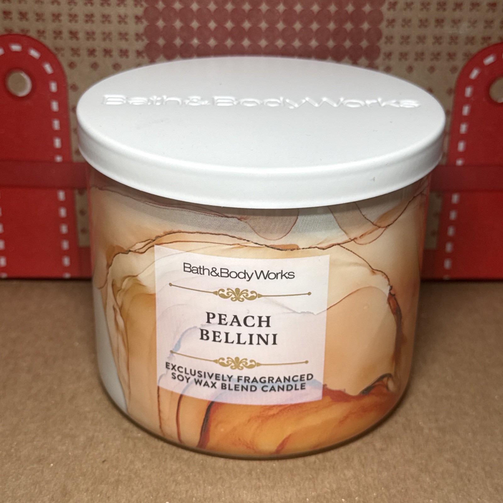 BATH & BODY WORKS PEACH BELLINI 3 Wick Scented Candle 14.5 oz BURNS 25-45 HRS