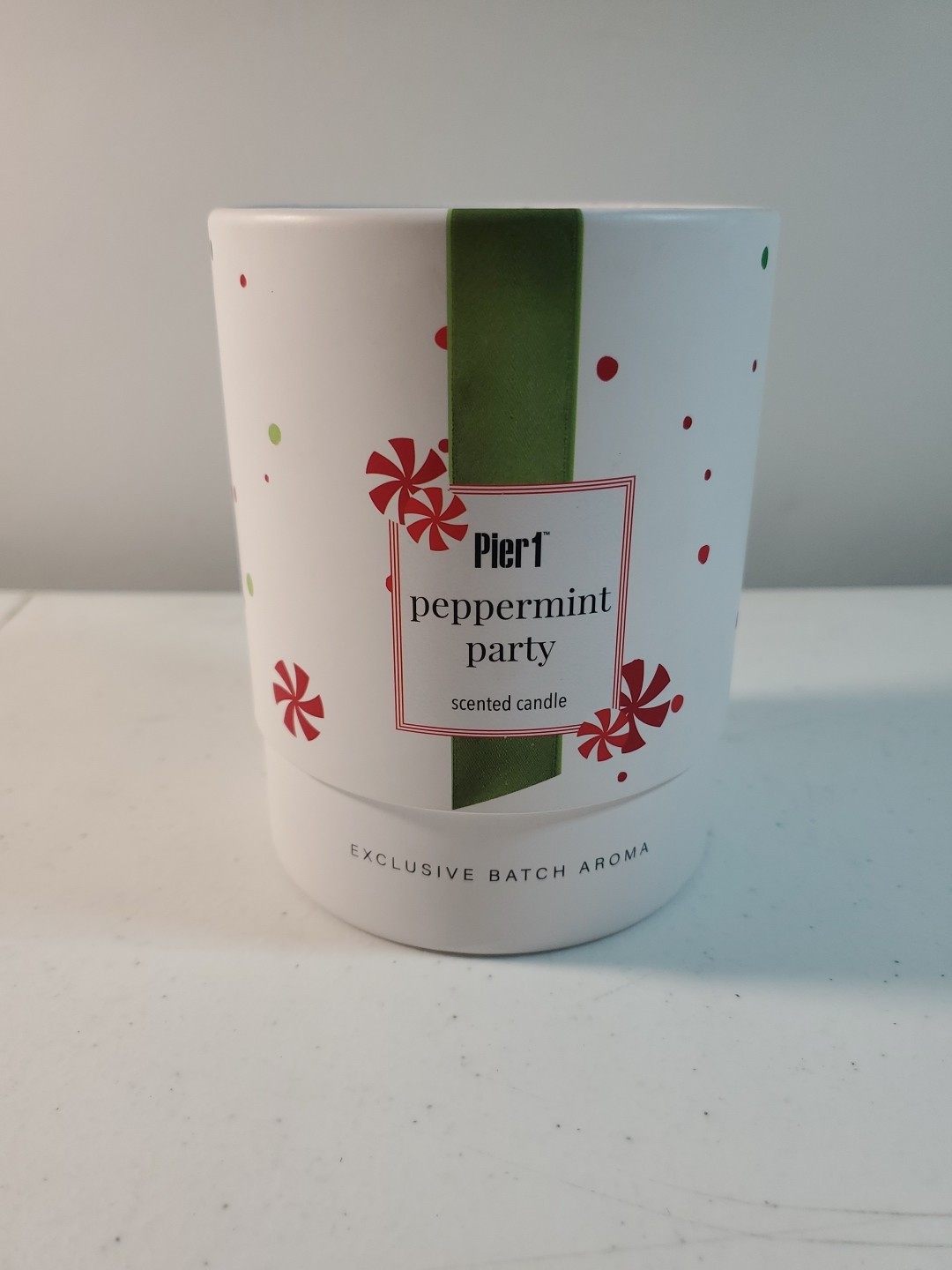 Pier 1 Peppermint Party Scented Jar Candle 8oz Glass Discontinued
