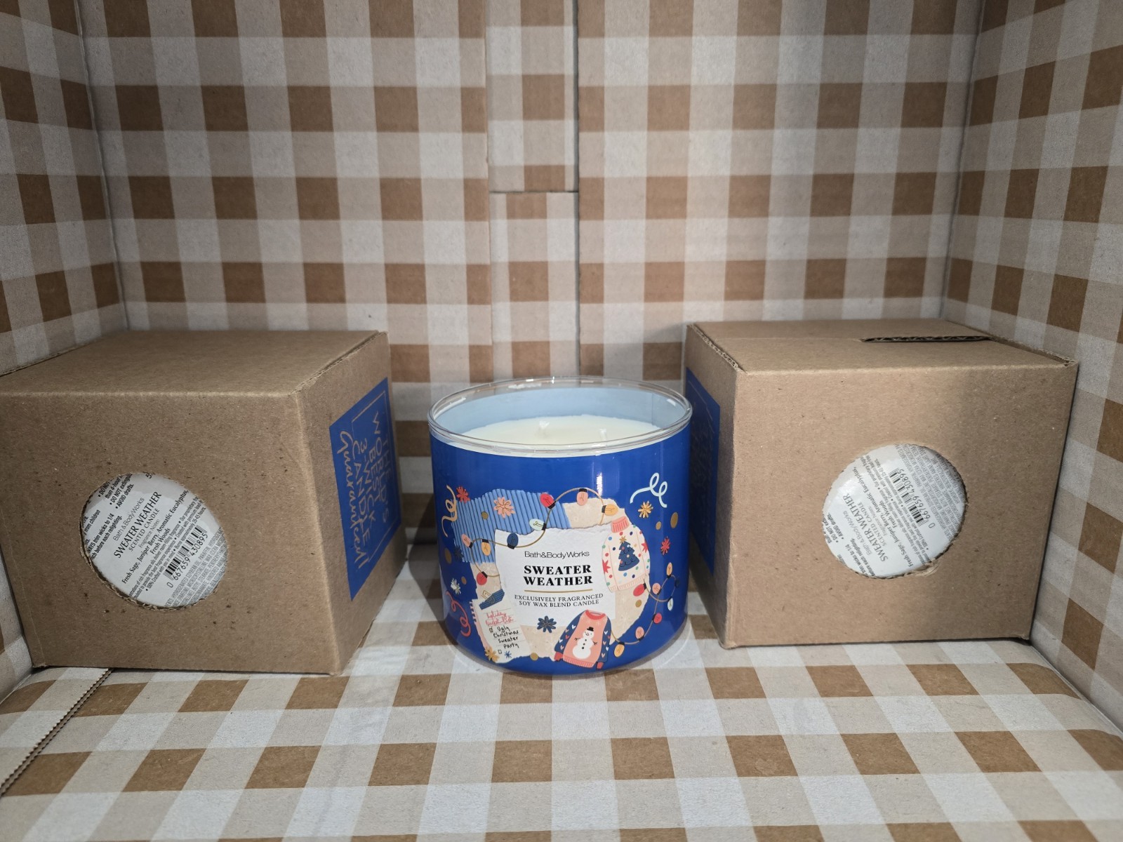 (3 PACK) Bath & Body Works SWEATER WEATHER 🧥 Scented 3 Wick CANDLE 25-45 Hrs