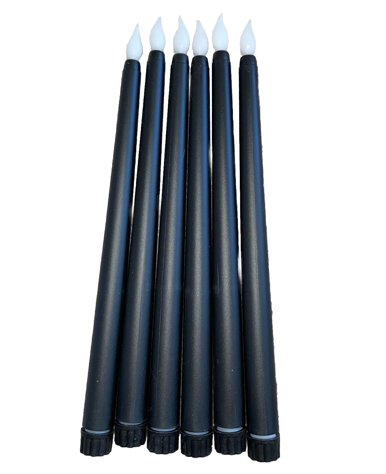 Flameless Taper Candles LED Light Flickering Battery Op Halloween Black Set Of 6