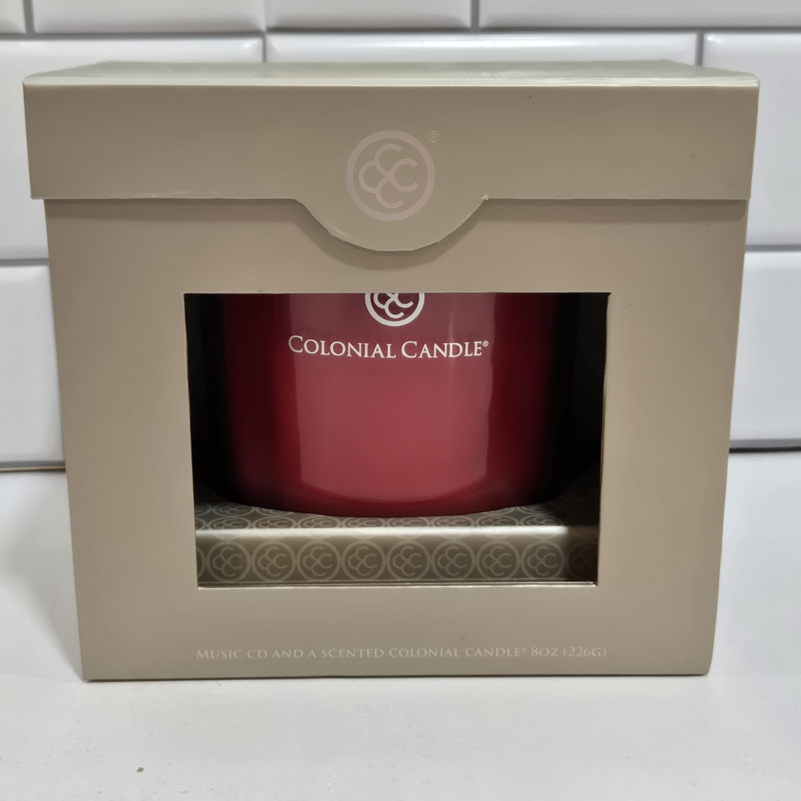 Colonial Candle 2 Wick “Red Rouge” 8oz Glass Oval Jar Holly Berry Scent Holiday