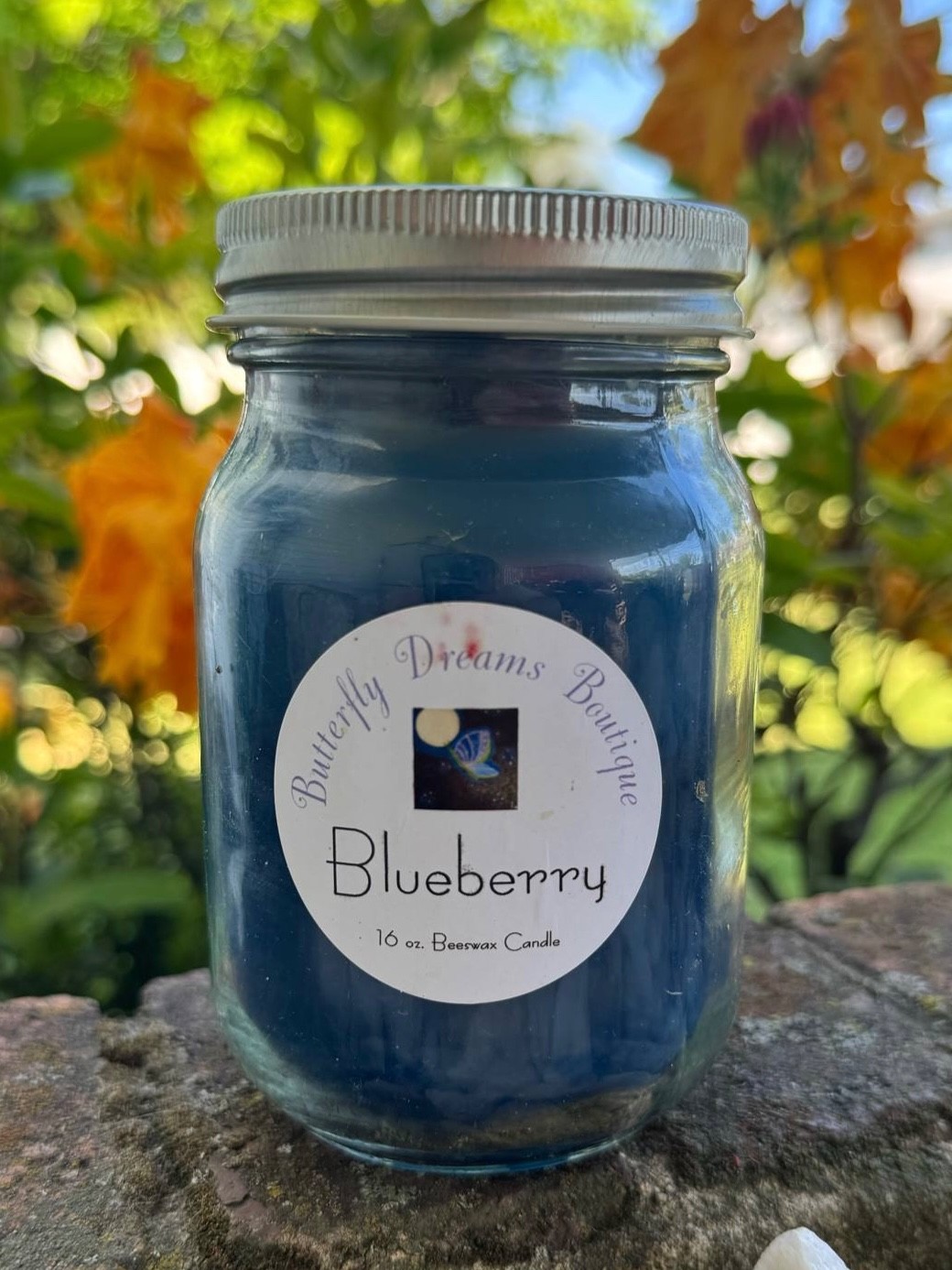 Homemade Comforting Fall Fruit Scented 16 oz Mason jar organic beeswax Candle