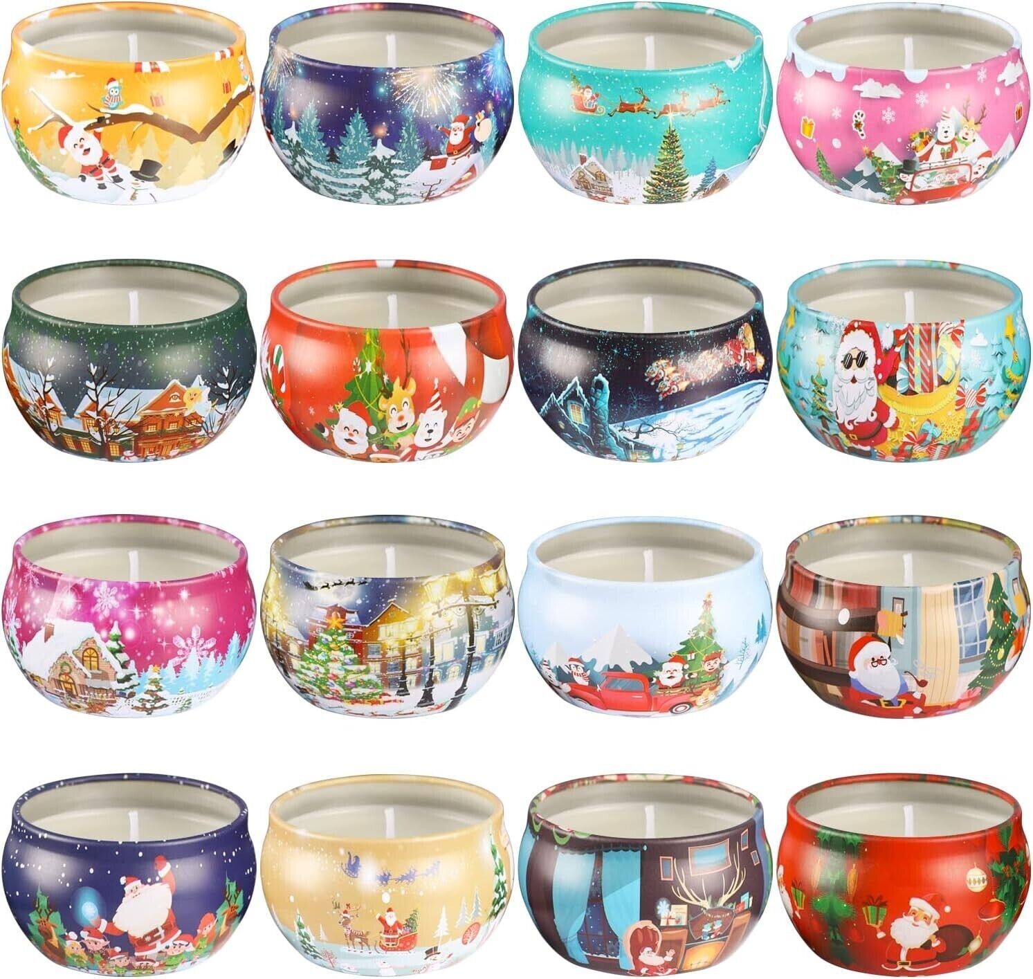 16 Pack Christmas Scented Candles Gift Sets, Natural Soy Wax 2.5 Oz Unit