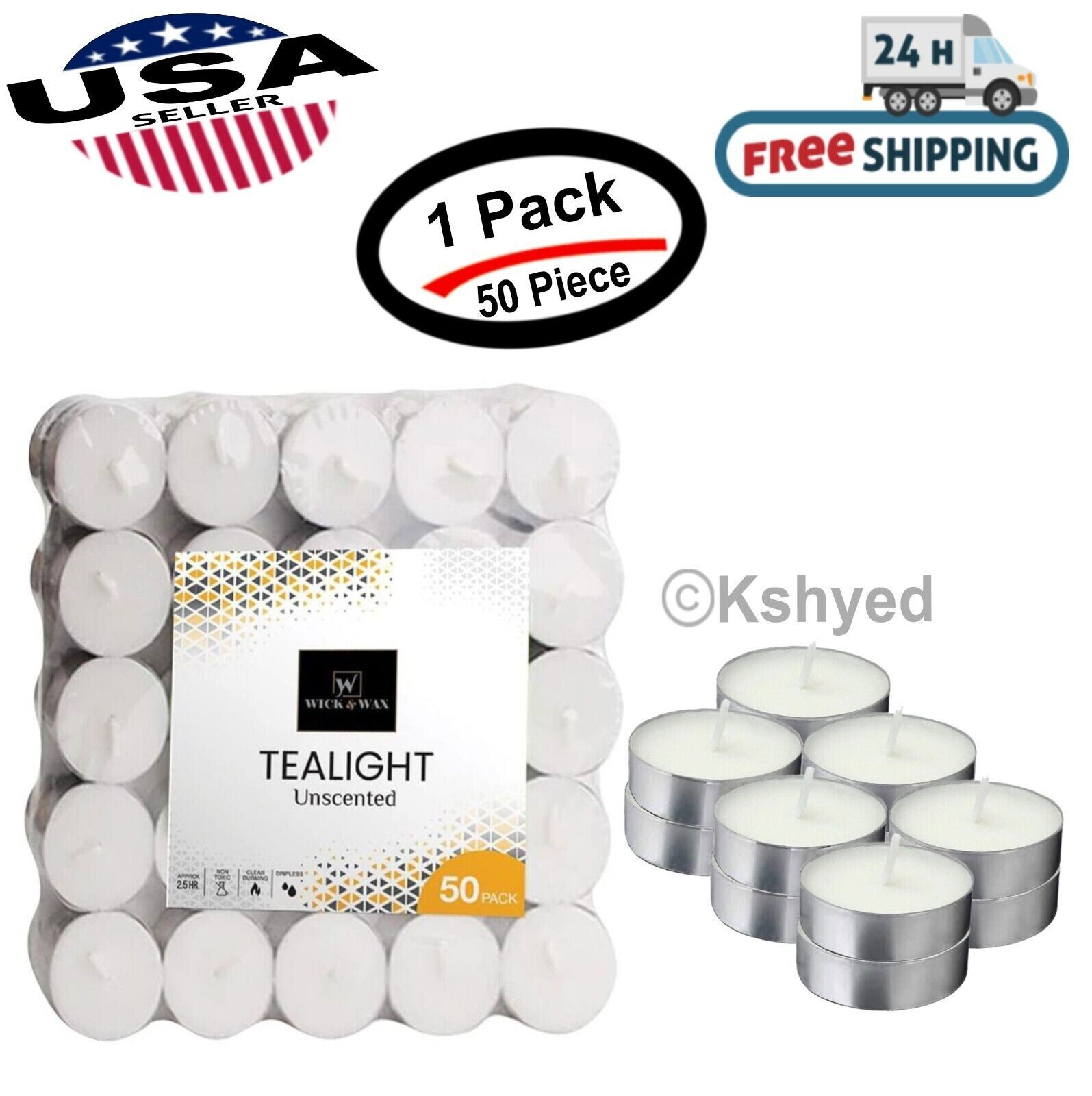 50 PCS Unscented Tealight Candles 2.5 Hour Burn Time White Dripless Long Lasting