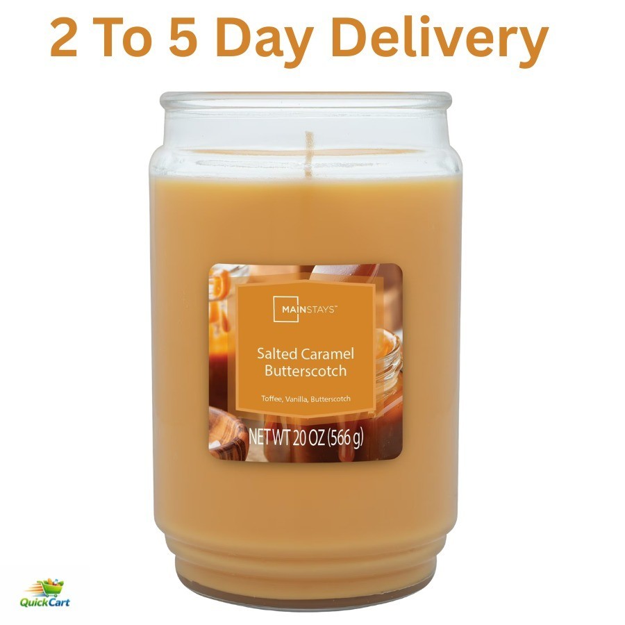 Mainstays Single-Wick Scented Glass Jar candle salted caramel Butterscotch……