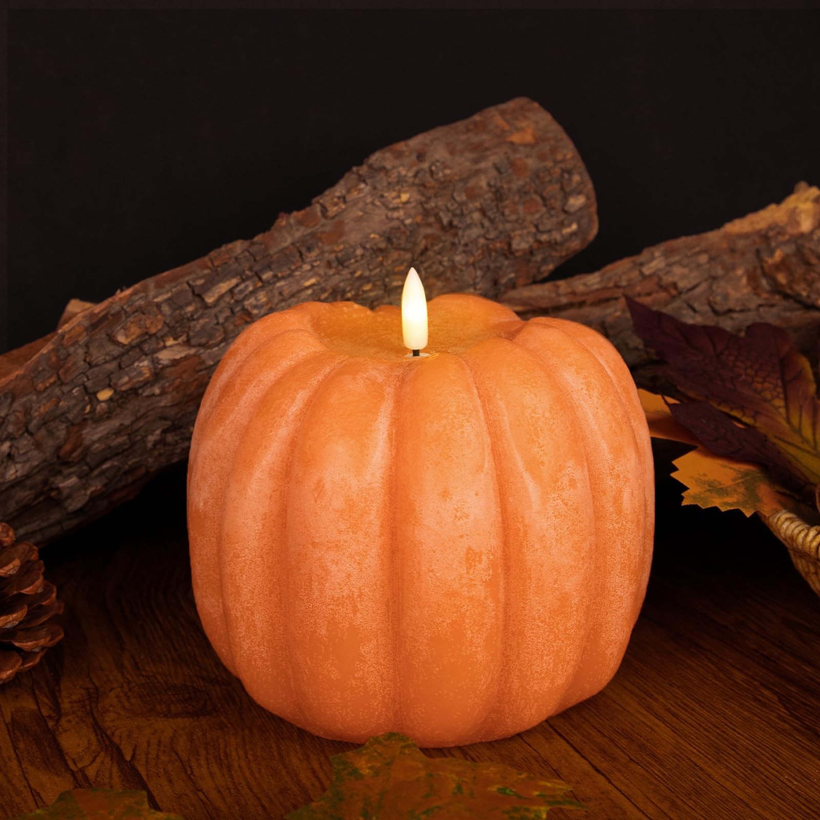 Fall Decorations for Home – Fall Decor – Flickering Flameless Wax Pumpkin LED…