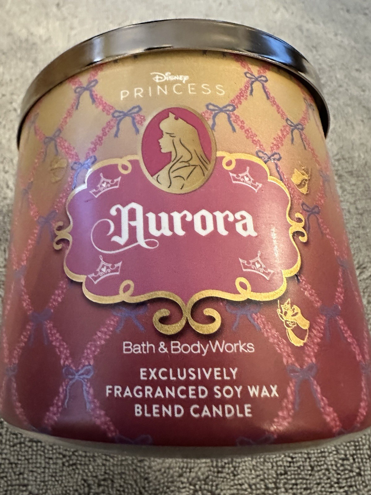 Bath & Body Works Disney Princess Crown Lid AURORA 3 Wick Candle BRAND NEW