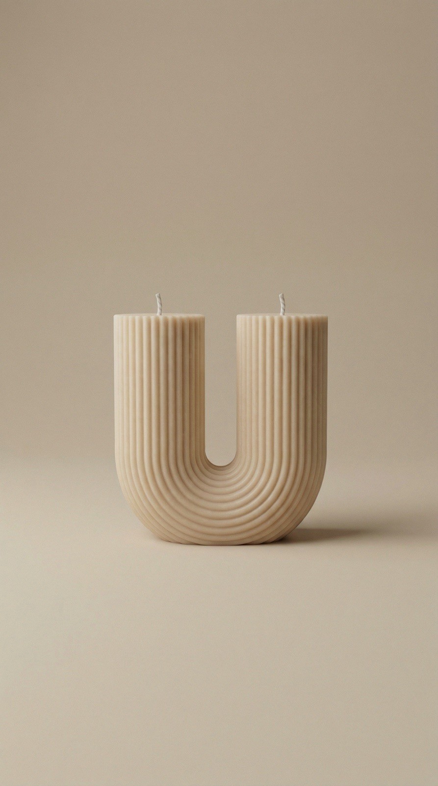 Modern U Shape Soy Candle | Sculptural Double Wick Neutral Home Decor
