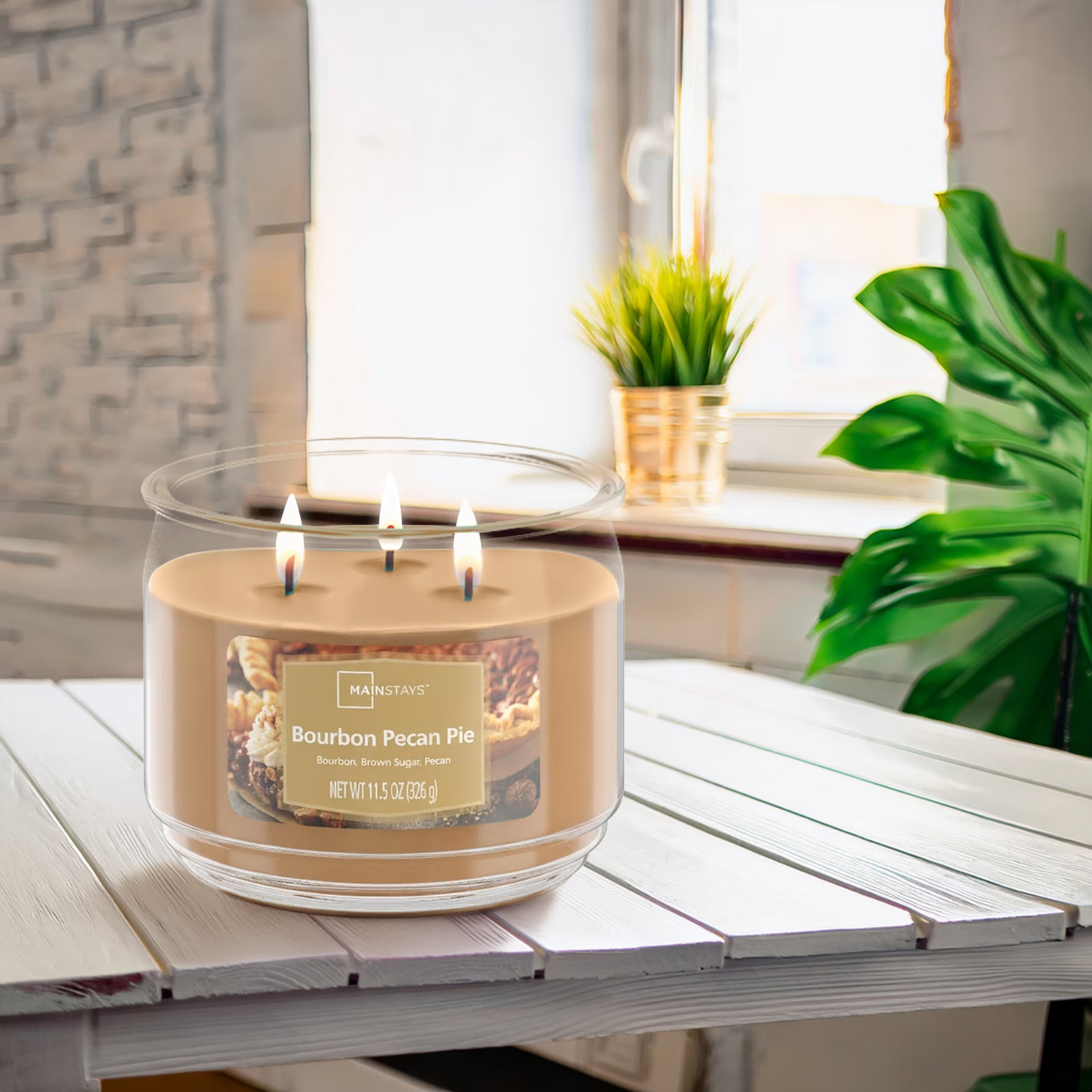 Pack of 2 Bourbon Pecan Pie 3-Wick Scented Glass Jar Candles, 11.5 oz Each……