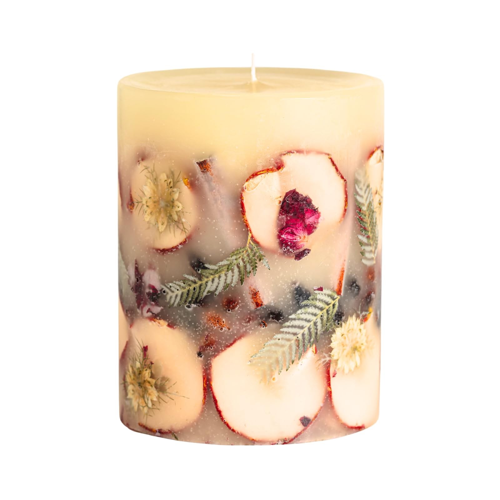 Rosy Rings Medium Round Botanical Candle – Spicy Apple 6.5″ Burn Time 200 Hou…