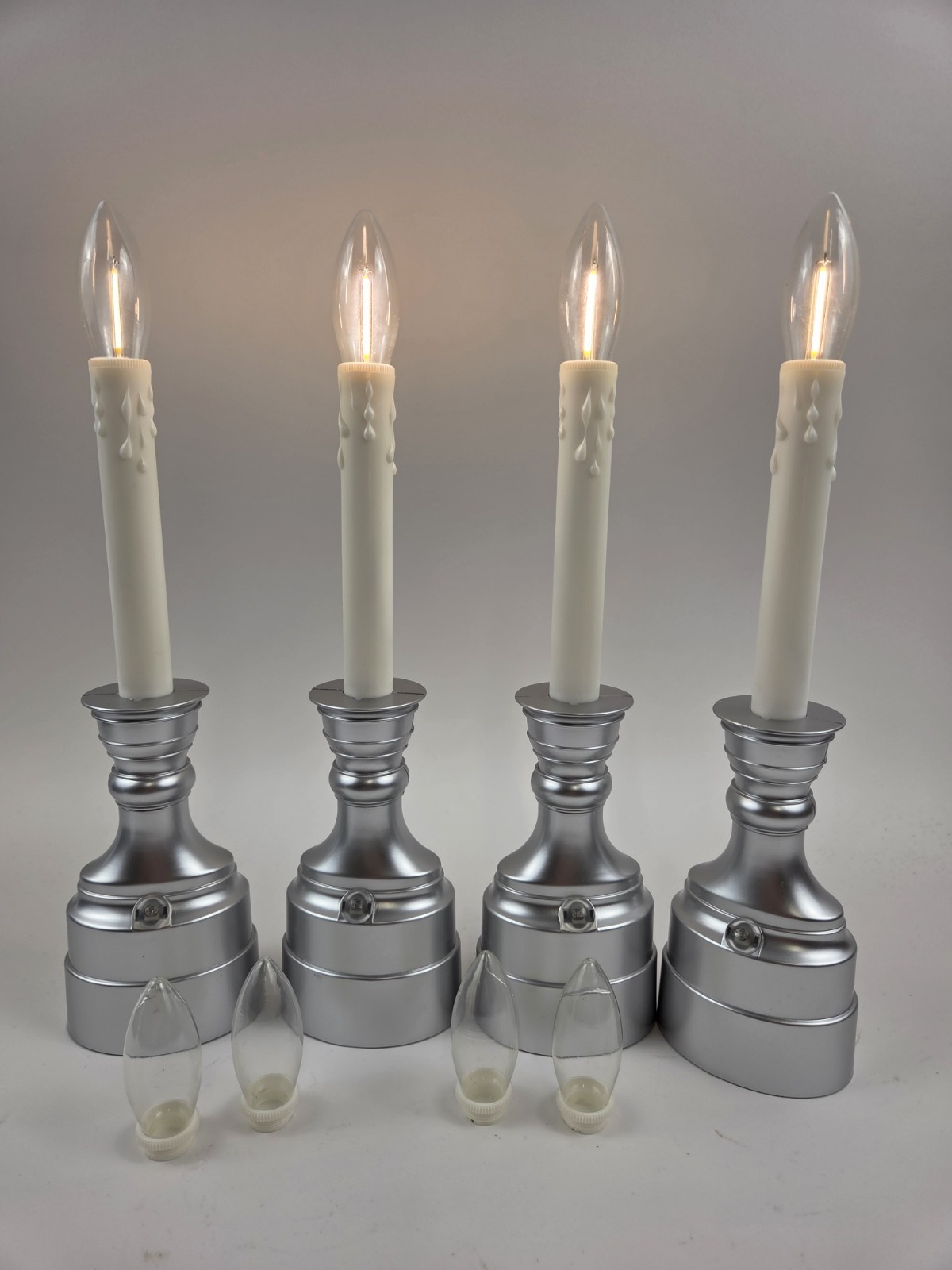 Bethlehem Lights (4) Premium Cordless Window Candles Satin Nickel