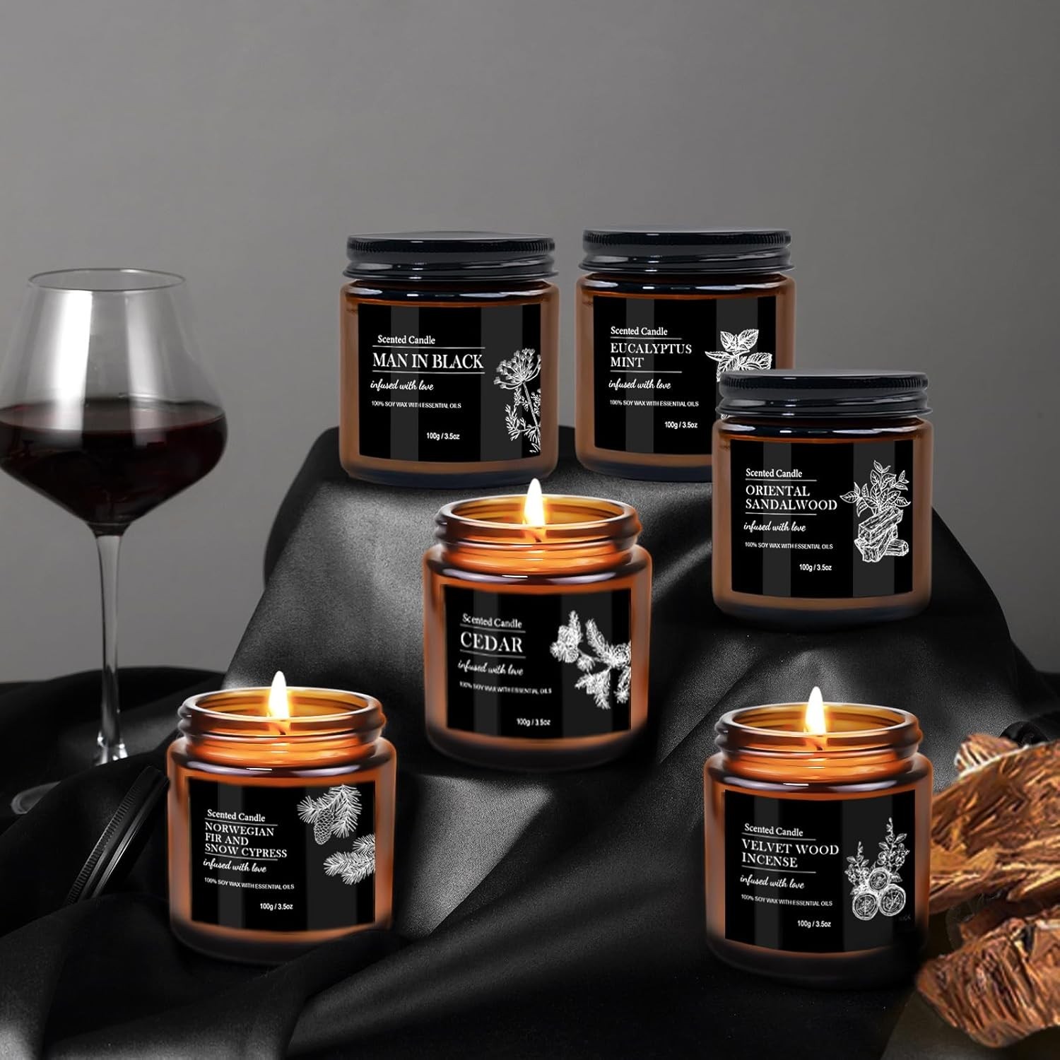 Scented Candles for Men | 6 Pack Candles for Home Scented, 150 Hour Burn Time…