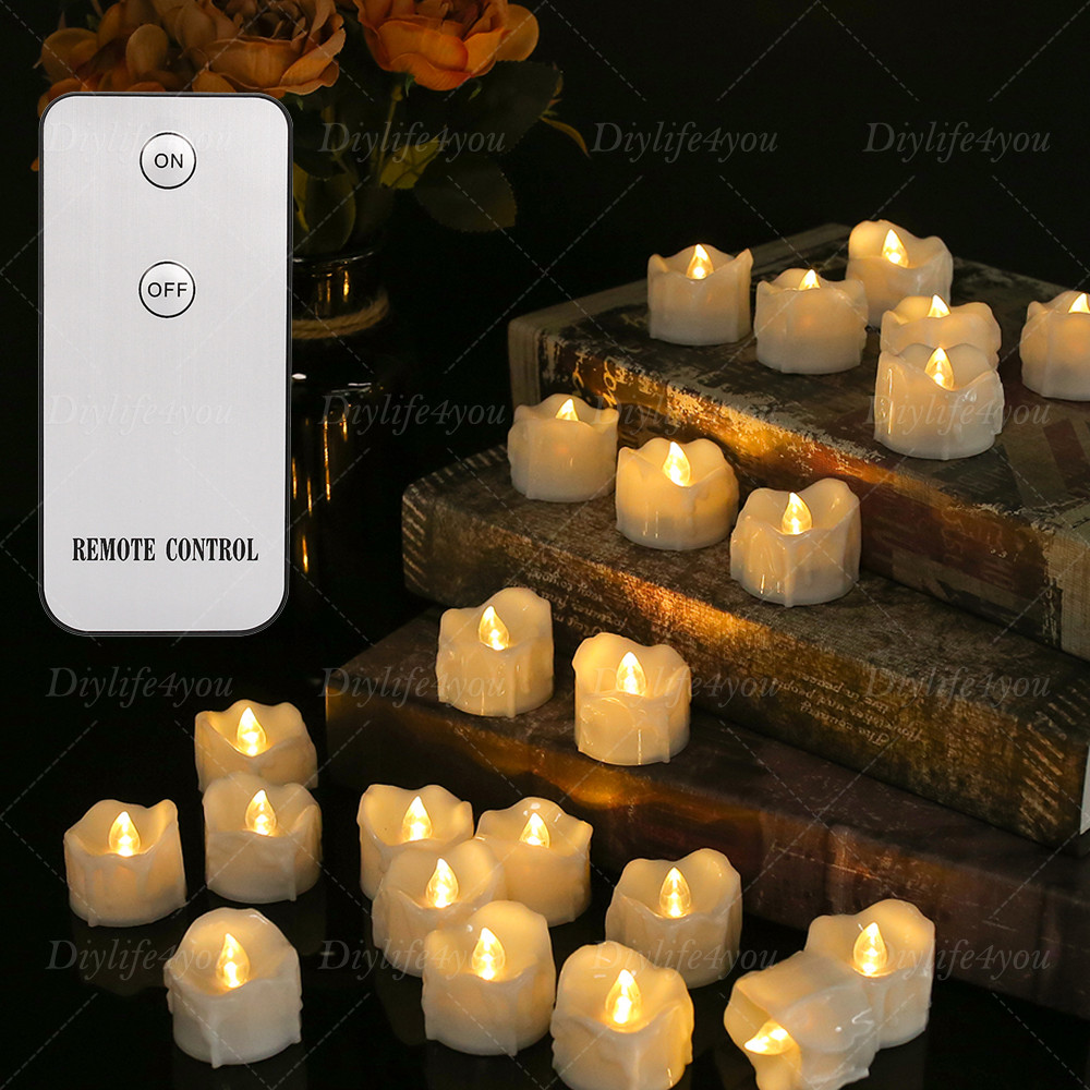 12Pcs Flameless LED Candle Tea Lights Flicker w/ Remote Control Battery Operated