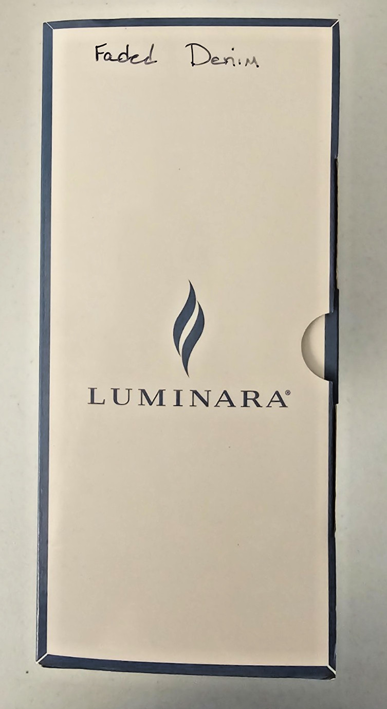 Luminara Faded Denim 3 Pillar Candle Set Remote Control 4.5, 5.5 & 6.5″ X 3″