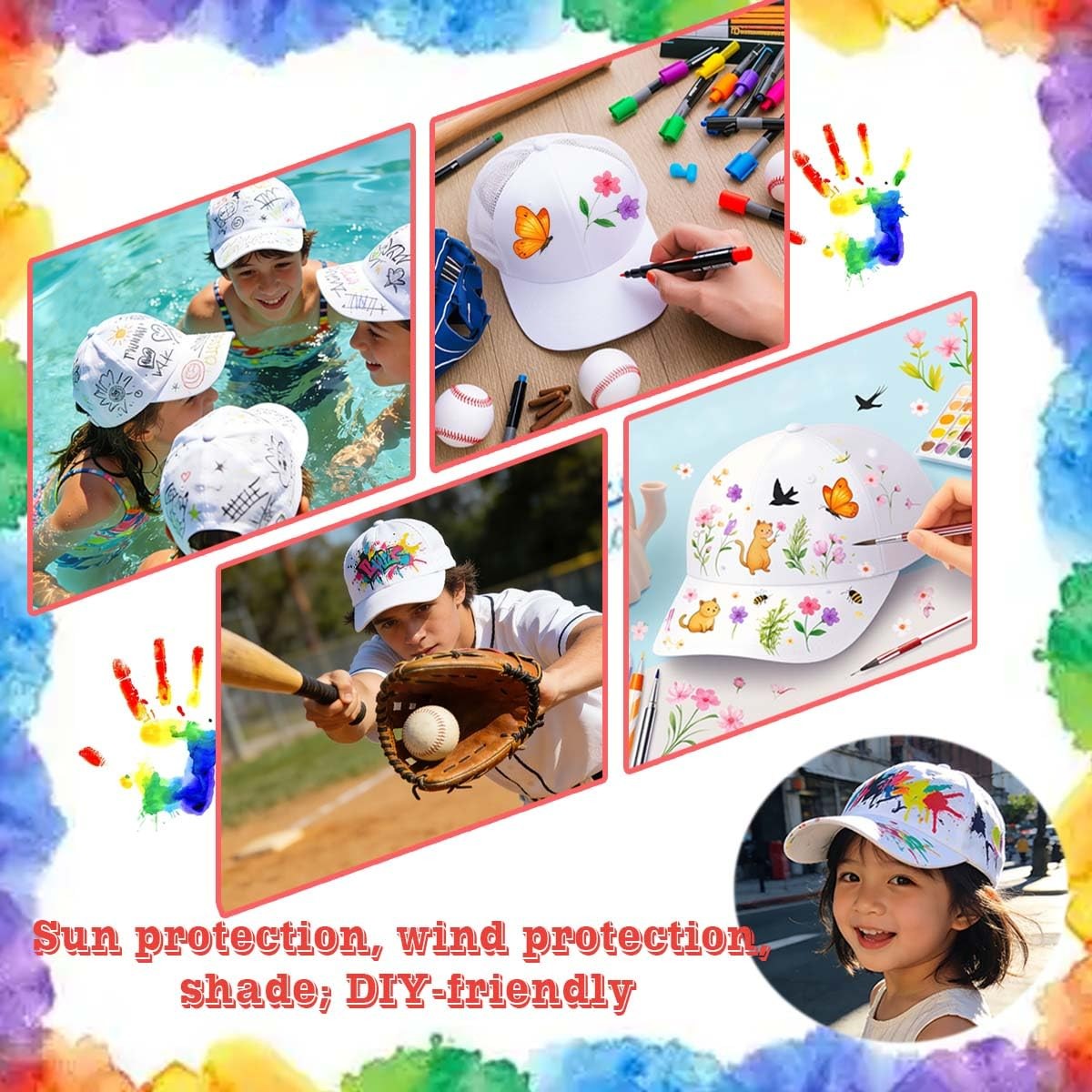 Bulk Adjustable Polyester Baseball Caps DIY Plain Hats For Party Outdoor Sports