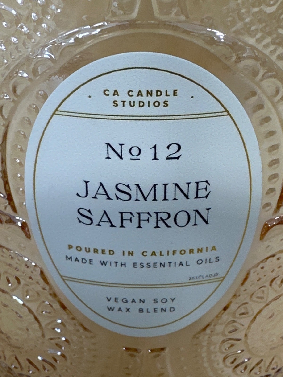 Leoben No 12 Jasmine Saffron Glass Candle 18 Oz 1 Wick Vegan Soy Wax Blend NEW
