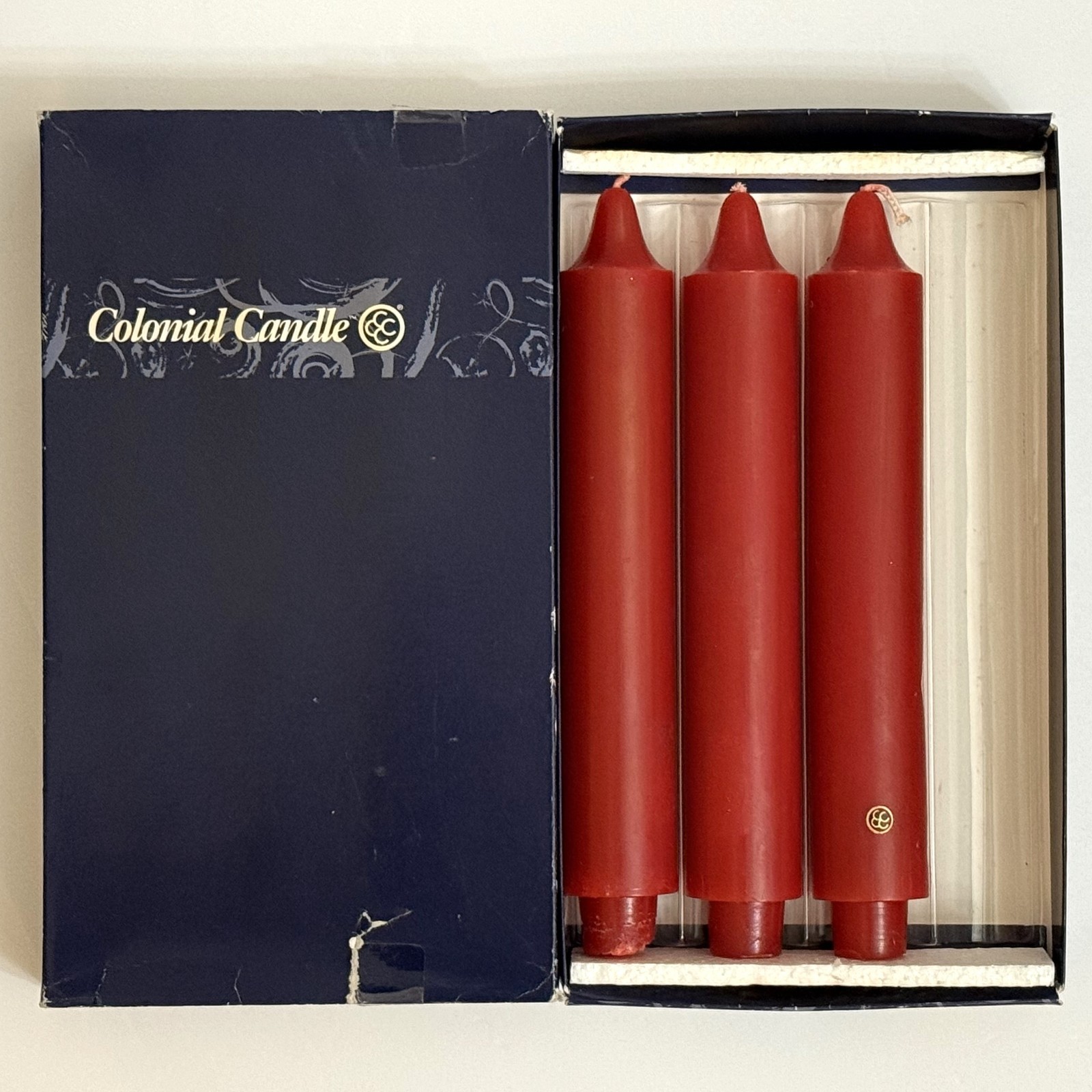Colonial Candle CRANBERRY 9″ Cordless Candles Taper DINNER CANDLES Box of 3