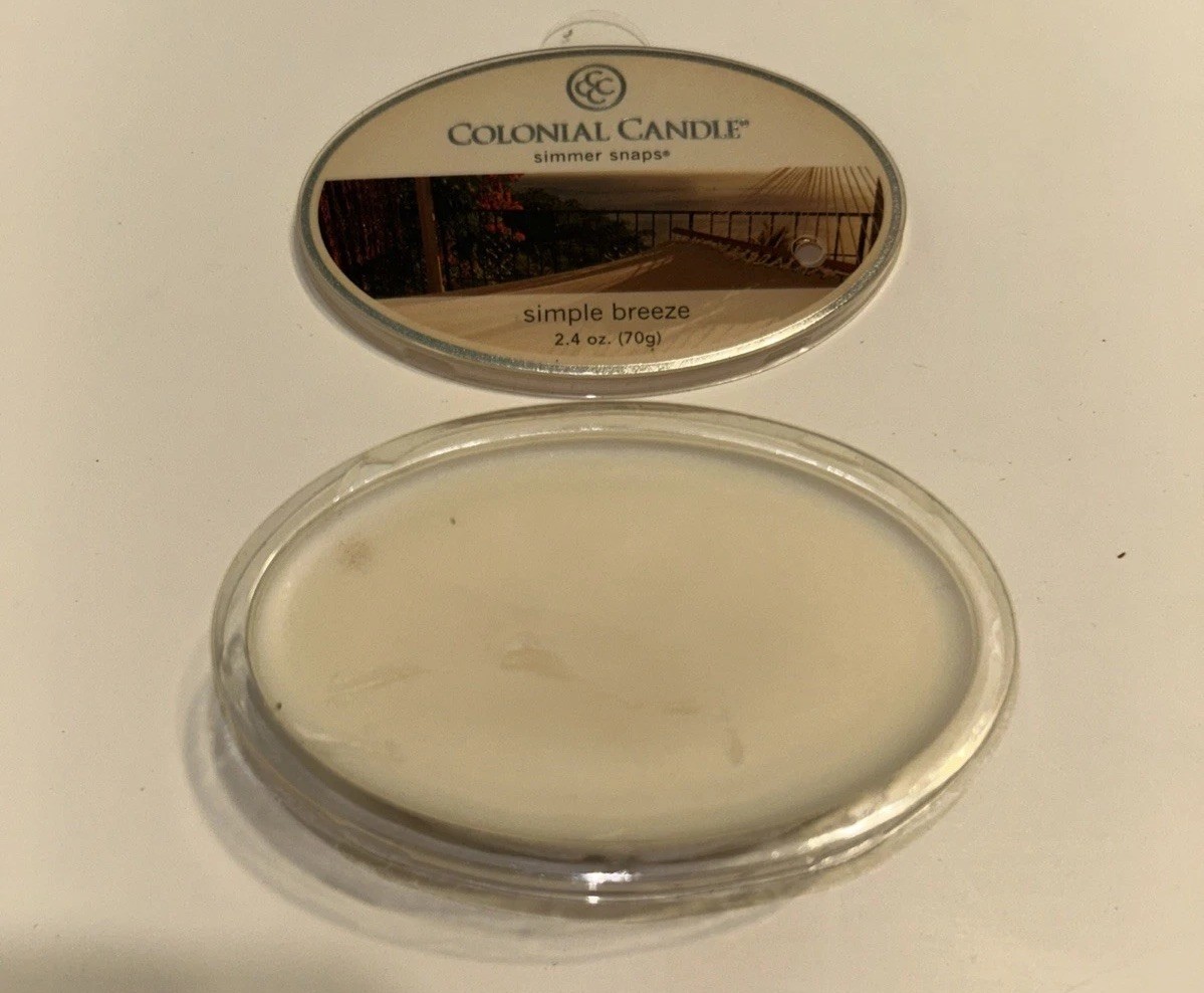 Colonial Candle Simple Breeze 2.4 oz Simmer Snaps Discontinued, Lot Of 8