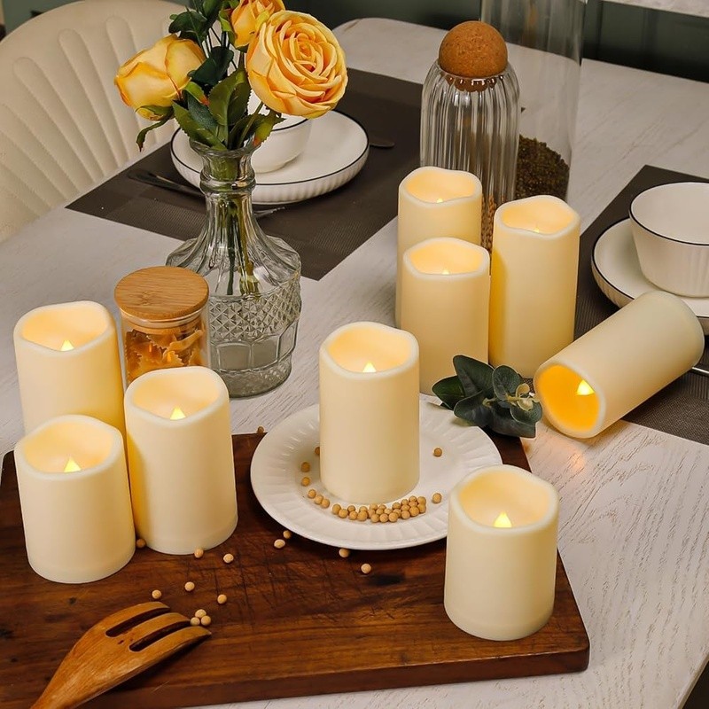 Realistic Flameless LED Candles Outdoor Waterproof W/ Remote Timer Home Decor US