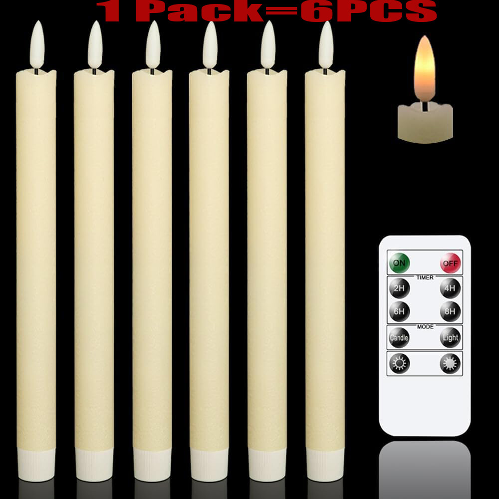 Flameless Taper Candles Light Flickering Battery Operated with Remote Timer LED
