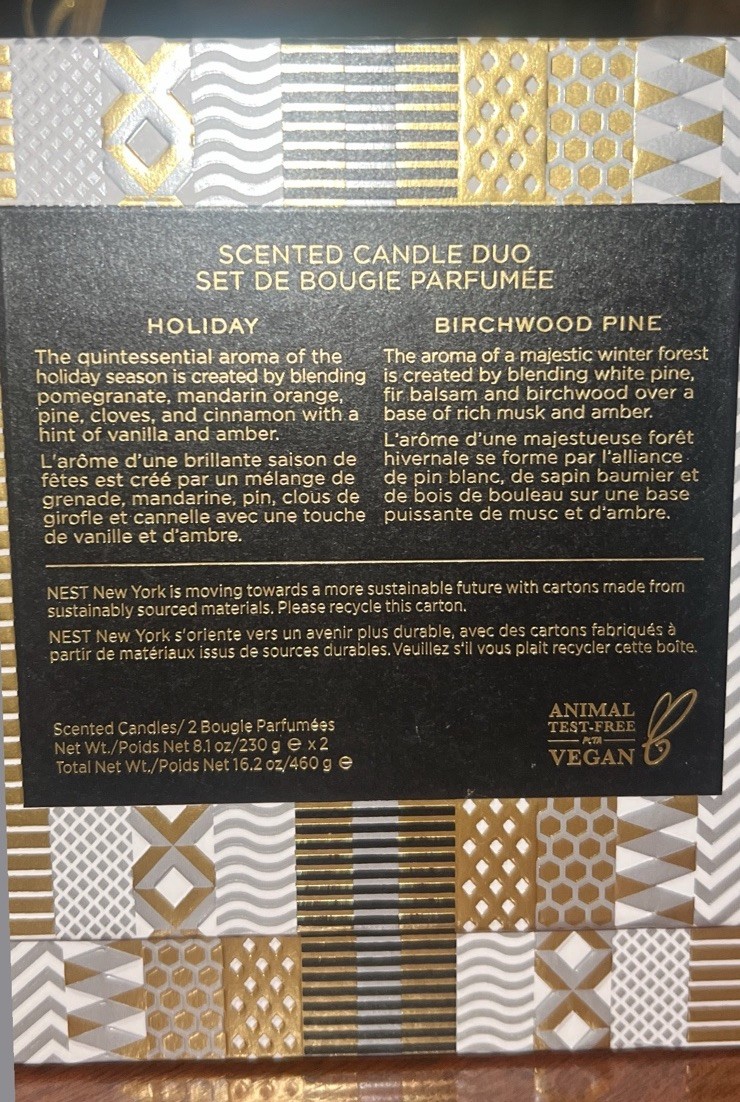 Nest New York Holiday Birchwood Pine Scented Candle Duo Box Set Of 2 8.1 Oz USA