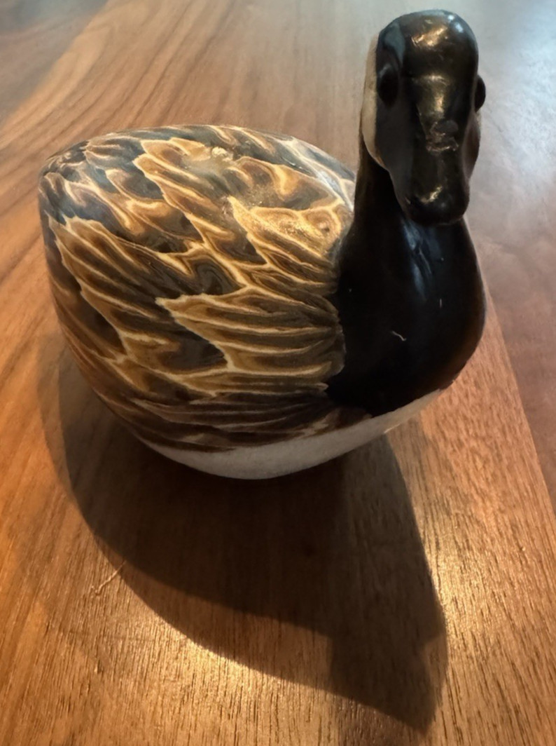 Vintage Canada Goose Figural Candle Marbled Wax Bird Lake House Cabin Decor