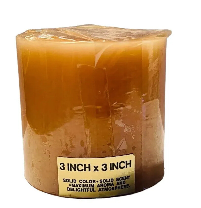 EMKAY CANDLE VANILLA PILLAR VTG NOS 3 X 3” MUENCH KREUZER RARE SOLID COLOR SCENT