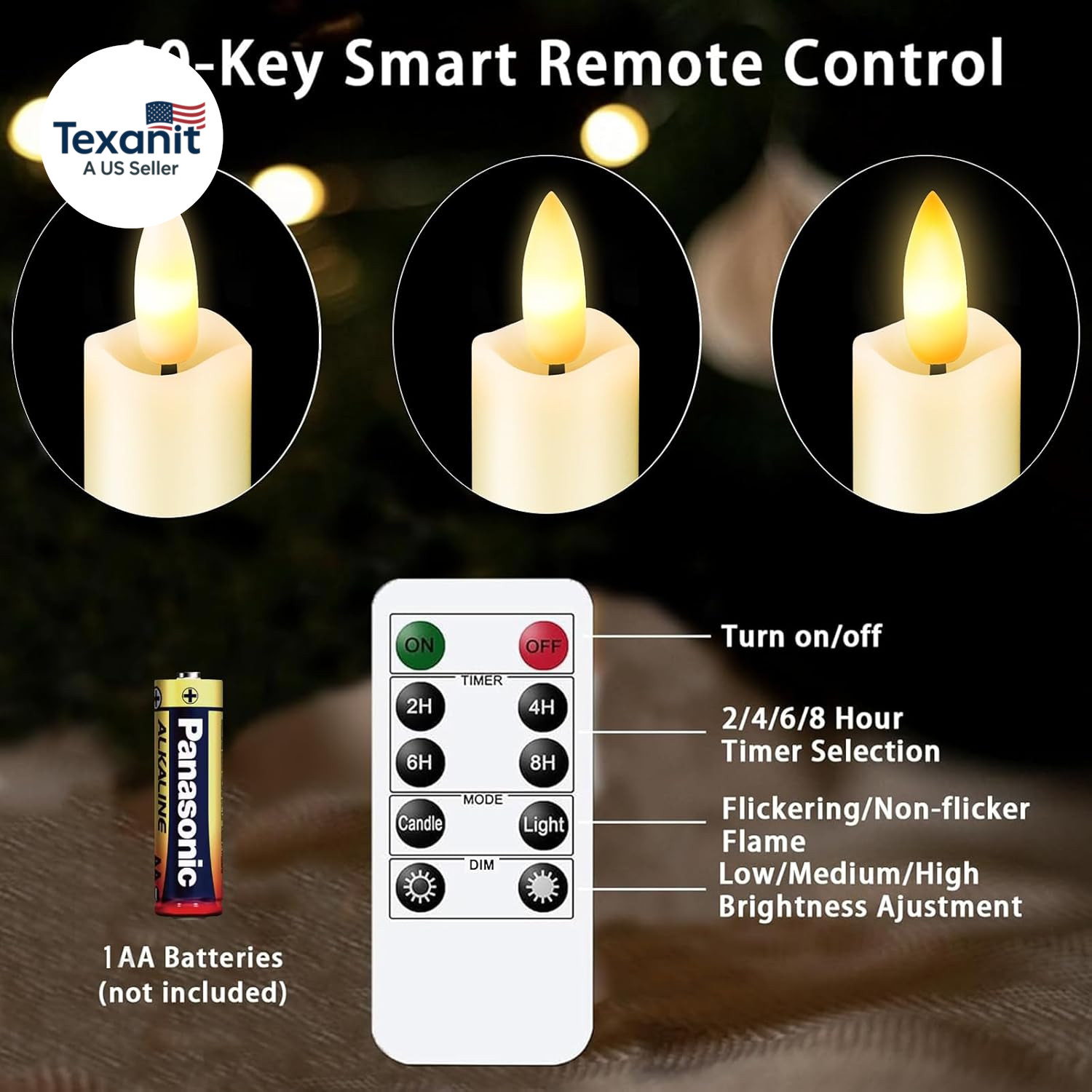 Upgraded Real Wax Short LED Flameless Taper Candles with Remote, 6 PCS Ivory Can