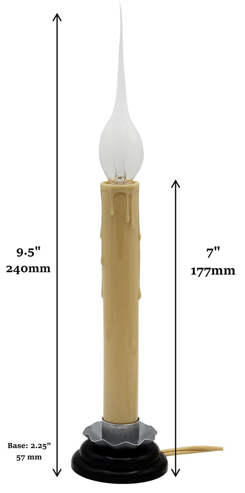 Creative Hobbies 7 Inch Electric Rustic Country Candle Lamp with On/Off Cream